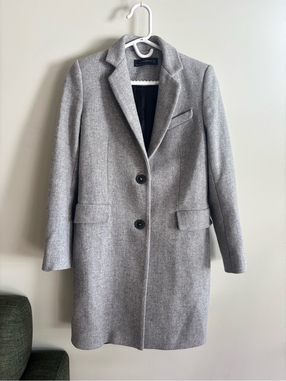 Wool-Blend Gray Women's Zara Overcoat